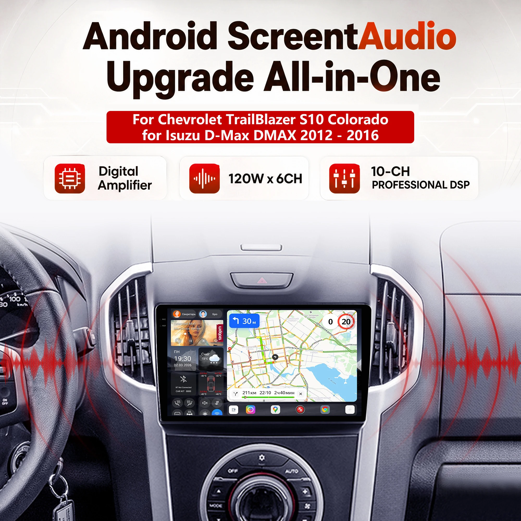 Redpower Katana 120W X 6CH Android Car Radio Player Screen for Chevrolet TrailBlazer S10 Colorado for Isuzu D-Max DMAX 2012-2016
