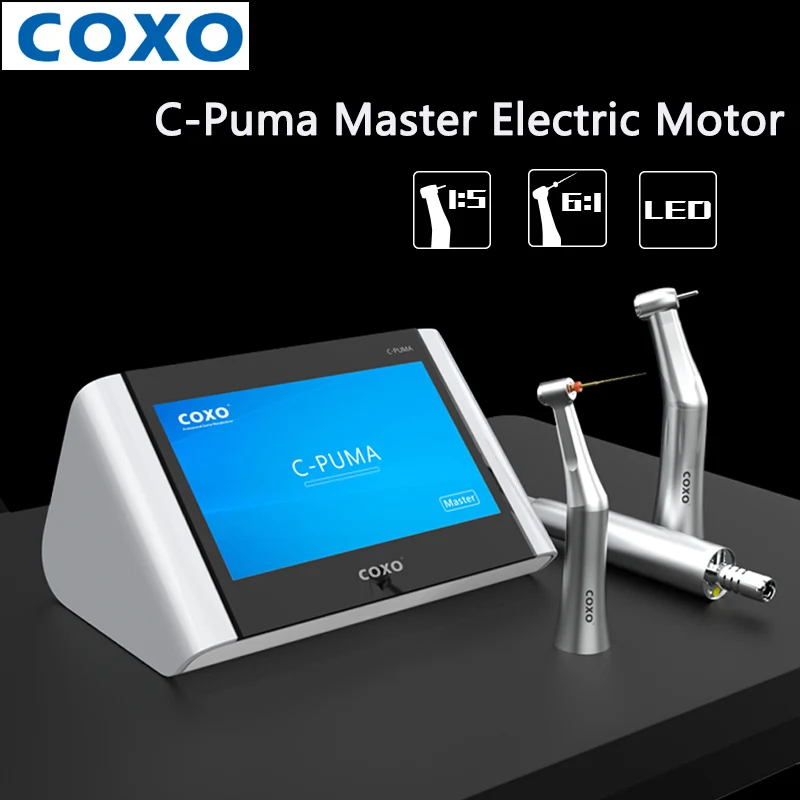 COXO C-Puma Master Dental Electric Motor With 1:5 & 6:1 Contra Angle handpiece Dental Full Touch Micromotor Equipment