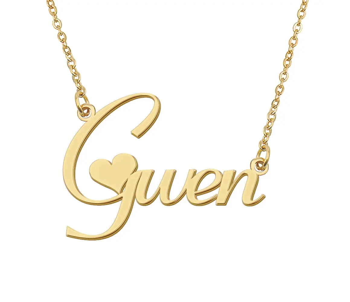 

Gwen Name Necklace Stainless Steel Nameplate Pendant for Women Girls Friends Birthday Wedding Christmas Mother Gift