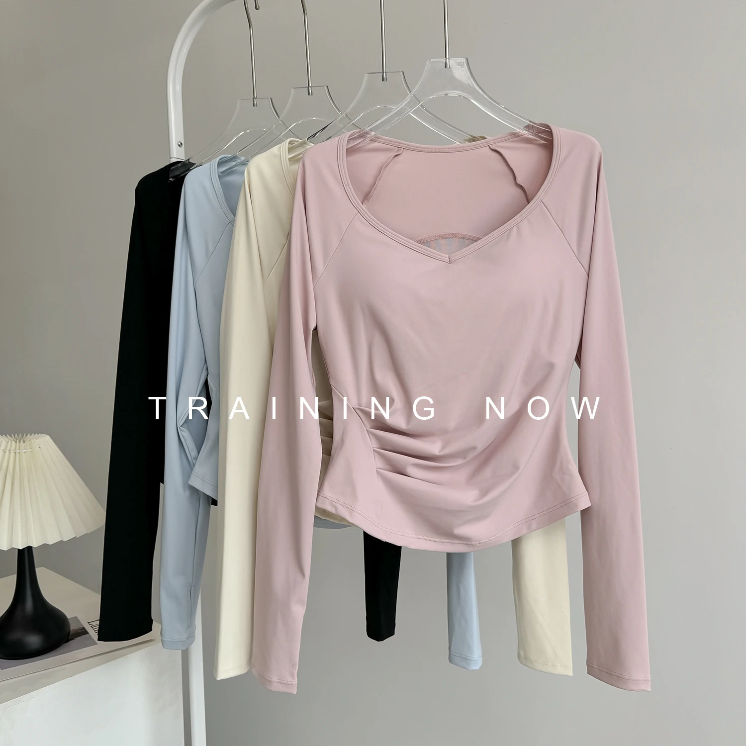 

Одежда для йоги, женские сексуальные спортивные топы для пилатеса с длинными рукавами и v-образным вырезом, облегающая одежда для фитнеса