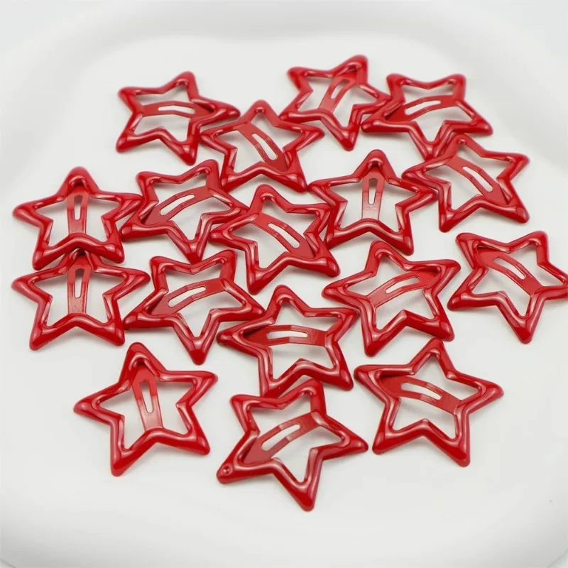 Y2K Lucky Vintage Red Stars Hair Clips Waterdrop-shaped Barrettes Sweet Cool Pentagram Exquisite Hairpin Korean Hair Accessories