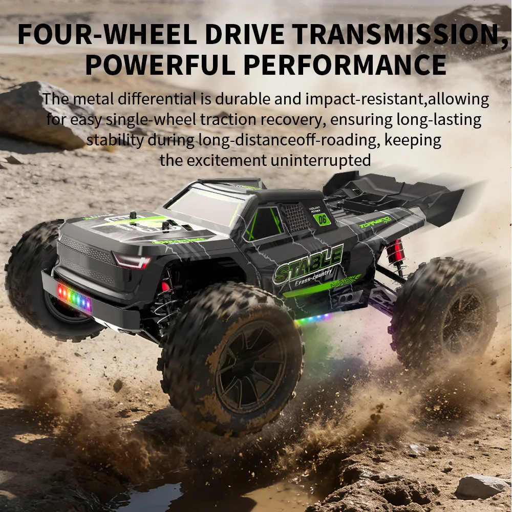 JJRC 4WD Full Scale RC Off Road Climbing Truck Brushed Motor Colorful LED Lights Shock Absorber For Rock Crawling Kids Adults