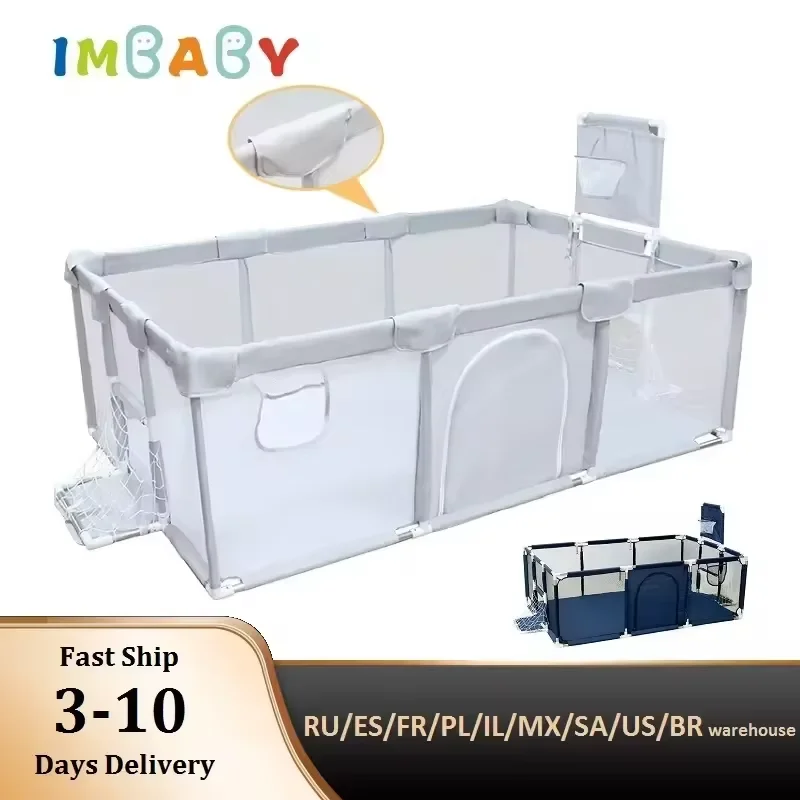 IMBABY Baby Playpen Grey Playpen for Children with Protective Angle Baby Playground Indoor and Outdoor Safety Activities Fence