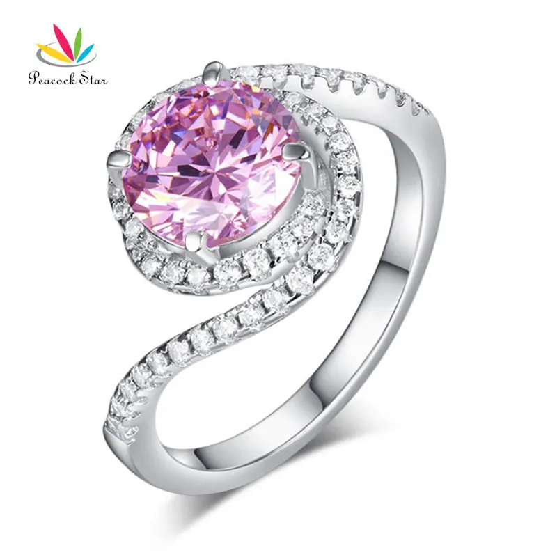 

Peacock Star Twist Curl 925 Sterling Silver Wedding Ring 2 Ct Fancy Pink Stone Anniversary CFR8260