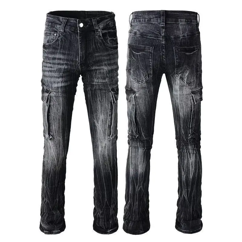Jeans Denim Melar Pria untuk Pria Celana Klasik Fashion Lurus Kasual Ramping Sederhana Jeans Denim Kargo Celana Panjang Ala Jalanan Harian