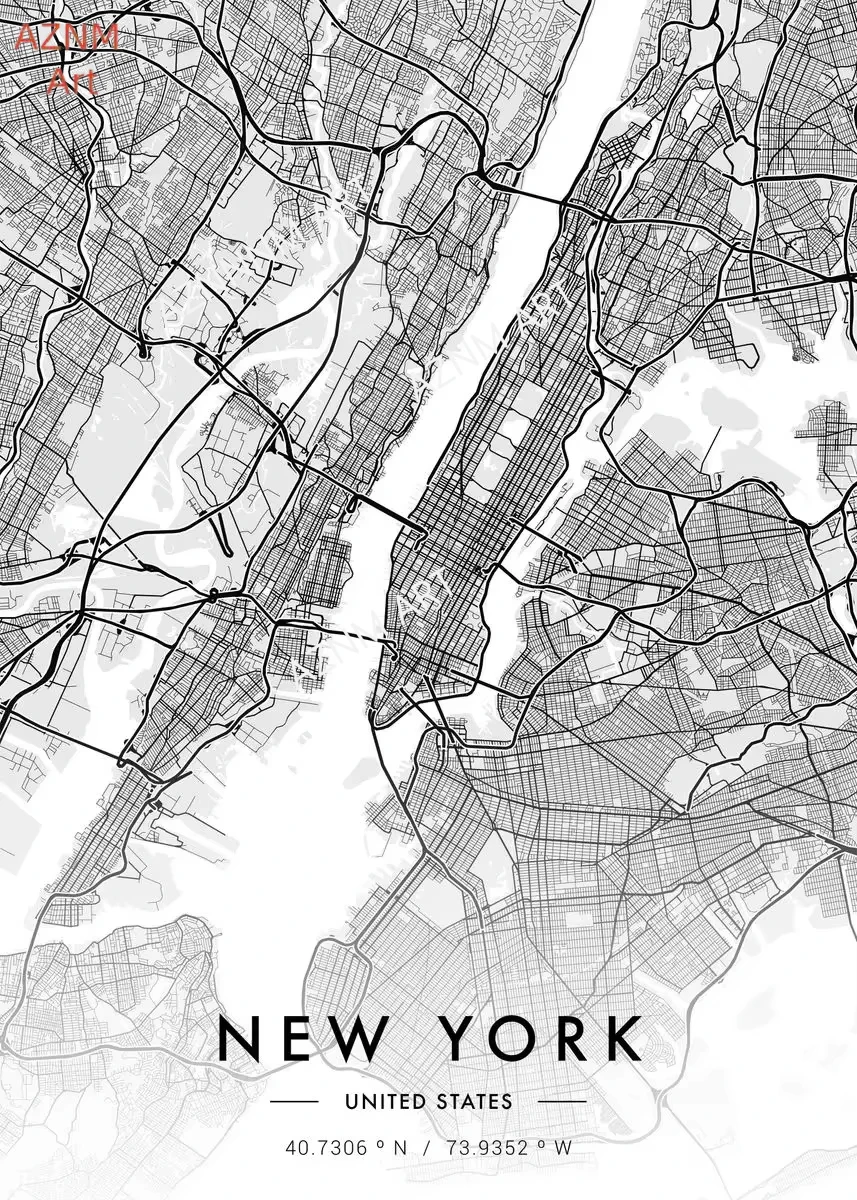 Poster Karya Seni Peta Kota Lu - Home Decor New York ulasan dan harga