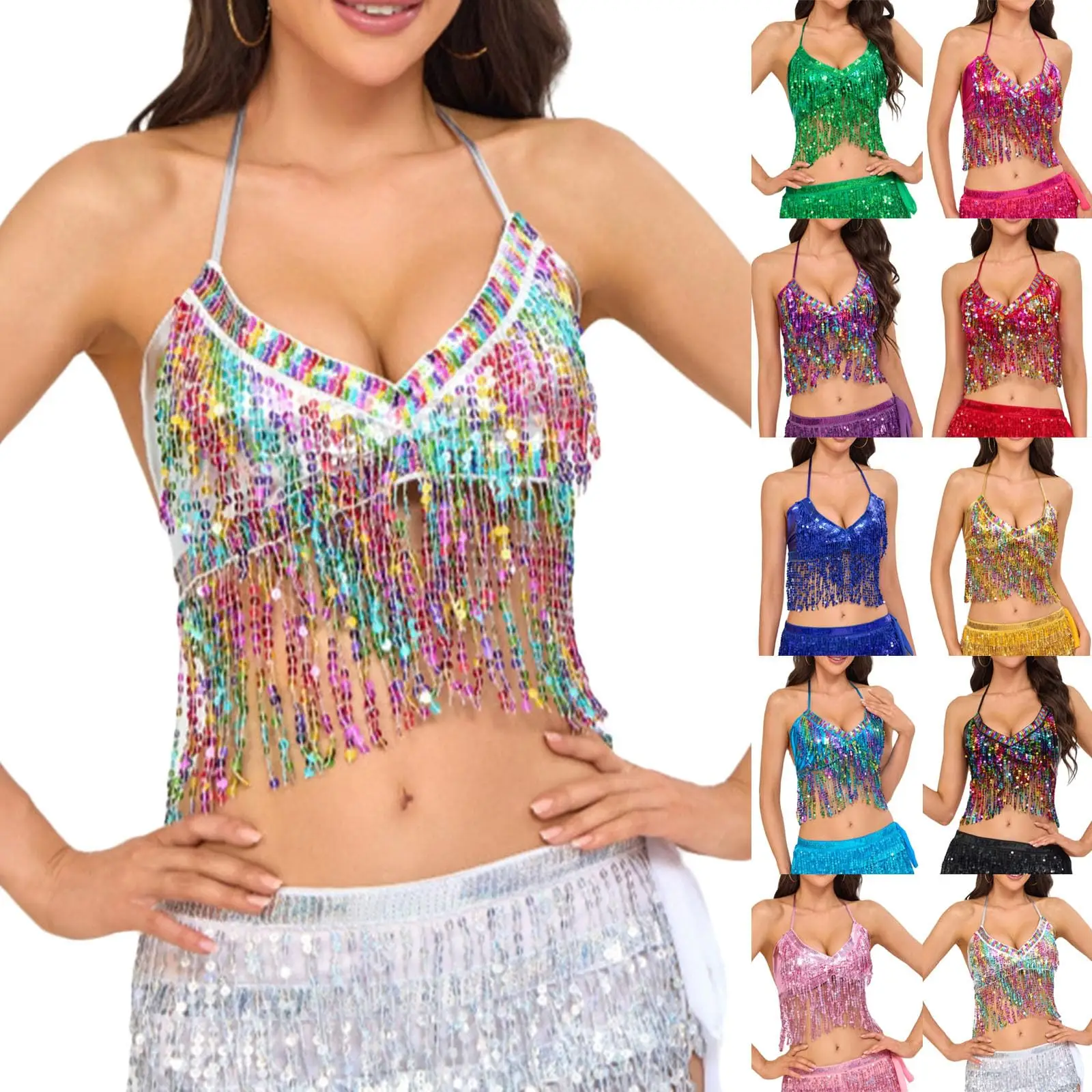 Women'S Bra Tassel And Sequin Performance Costume Everyday Wear Tops And Vests Lightweight And Comfortable Camisole Fashion Bra
