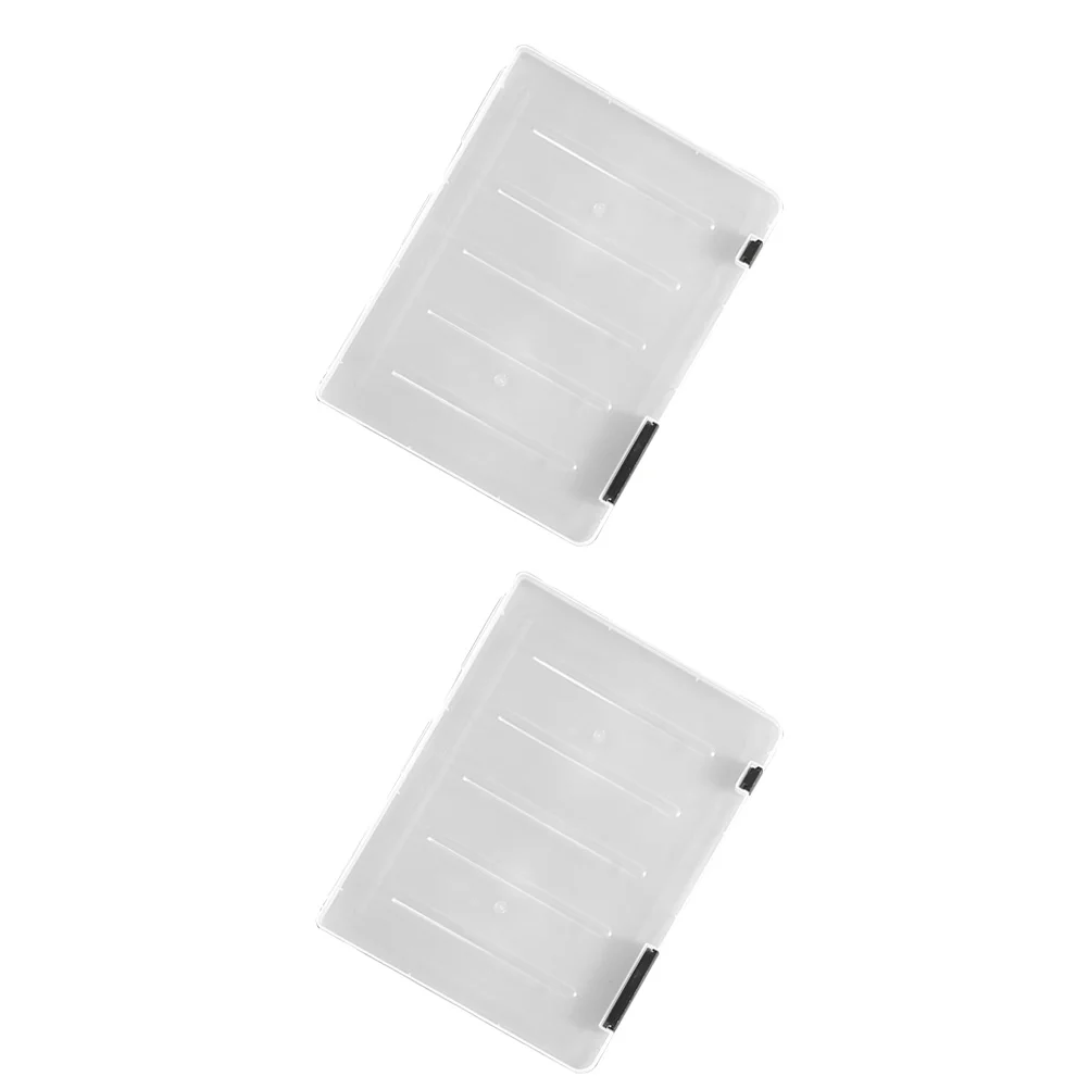

2pcs Portable Documents Box Paper File Container Transparent Papers Organizer Lightweight Storage For Office Home Study