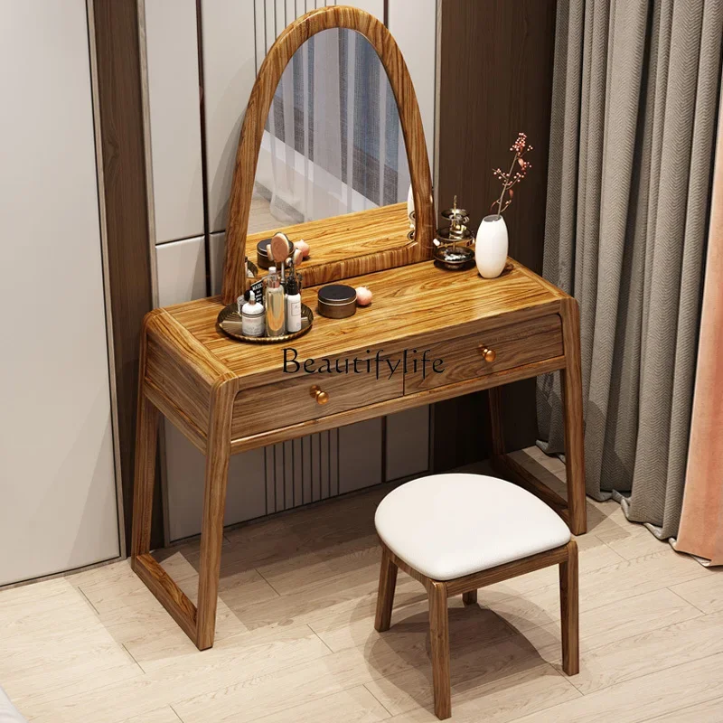 

02 ls 18Ebony dressing table and chair combination new Chinese bedroom with mirror dressing table