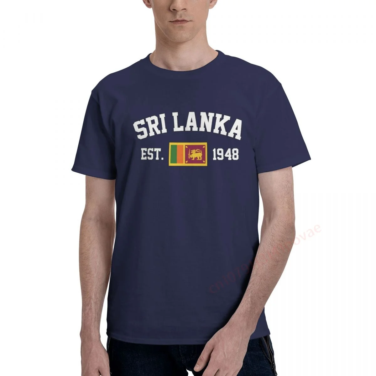 

100% Cotton Ironing Sri Lanka Flag With Est. Year Navy T shirts Men Casual Women Clothing Patriotic T-Shirts Tops Tees