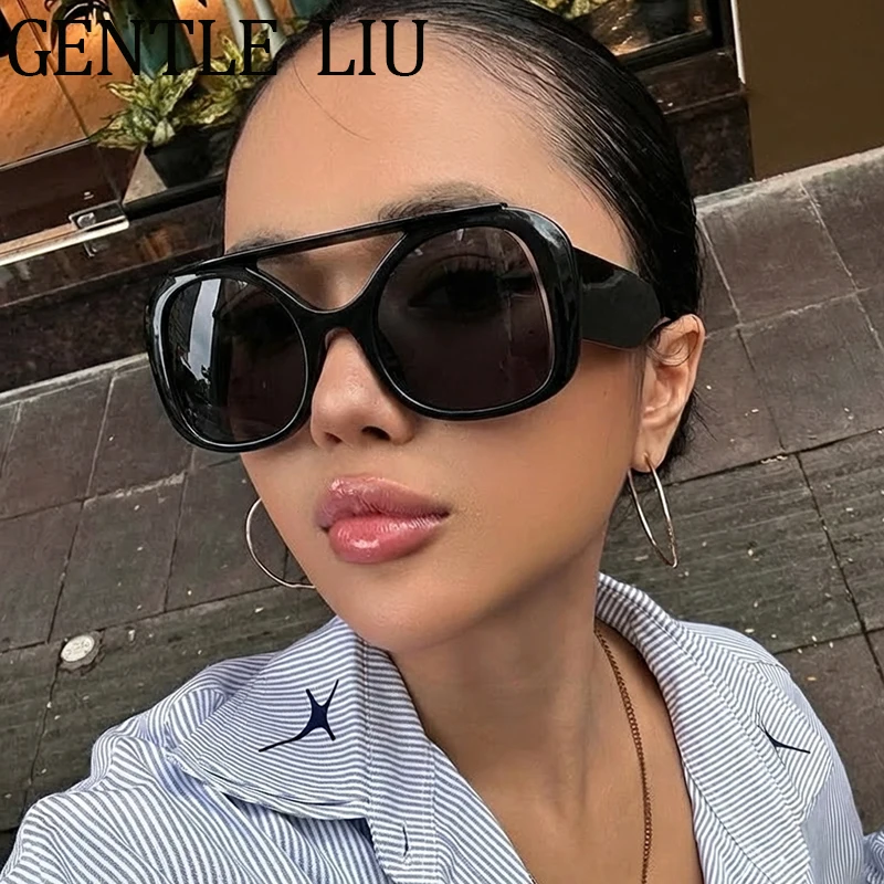 

Oversized Y2K Shield Sunglasses Women 2026 Luxury Brand Vintage Steampunk Double Bridge Sun Glasses For Ladies Outdoor Shades
