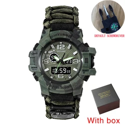 Outdoor Survival Military Watch Waterproof Multifunctional Survival Kit Military Tactical Paracord Watch Compass Sport Men Watch