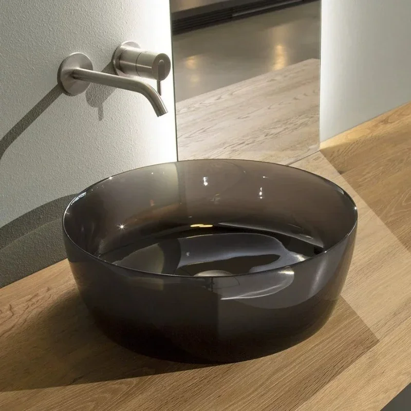Transparent resin garden-shaped countertop basin, light art countertop basin, a variety of colors available, homestay washbasin