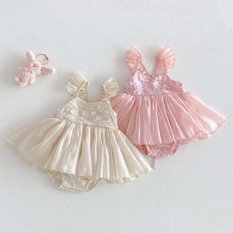 2026 New Summer Toddler Baby Girls Jumpsuit Sleeveless Cotton Splicing Newborn Baby Girl Romper 0-24M Baby Girl Clothing