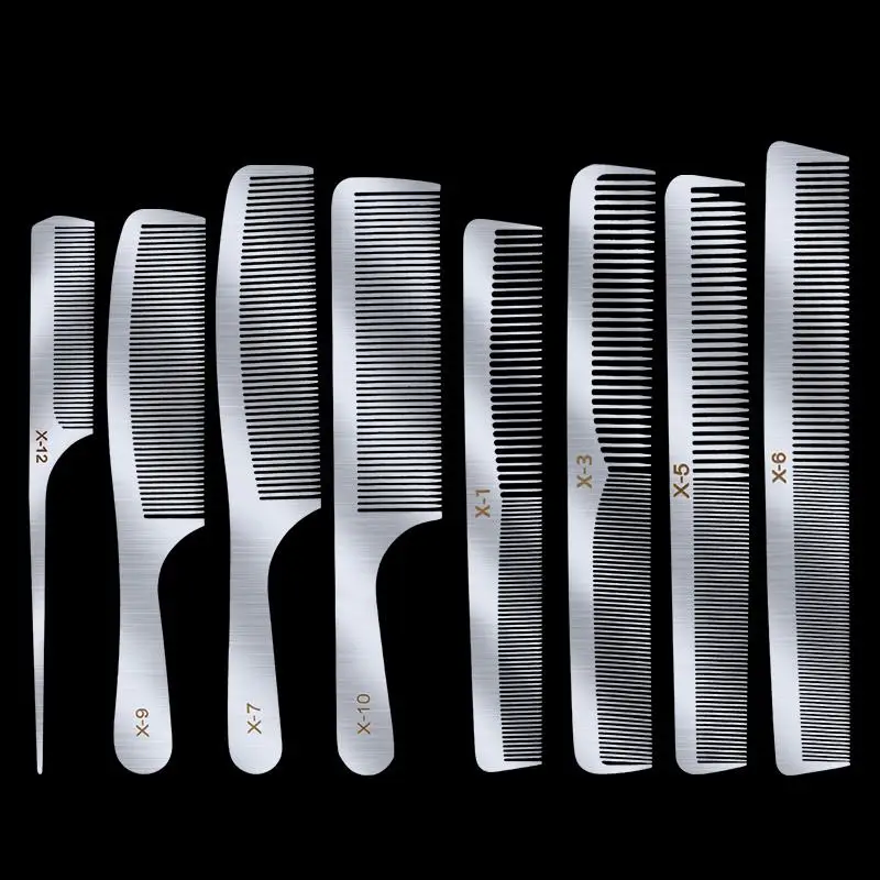 Men's Fashionable Haircut Comb Titanium Steel Toothed Hairdressing Comb for Styling And Grooming Ideal for Barber Shops