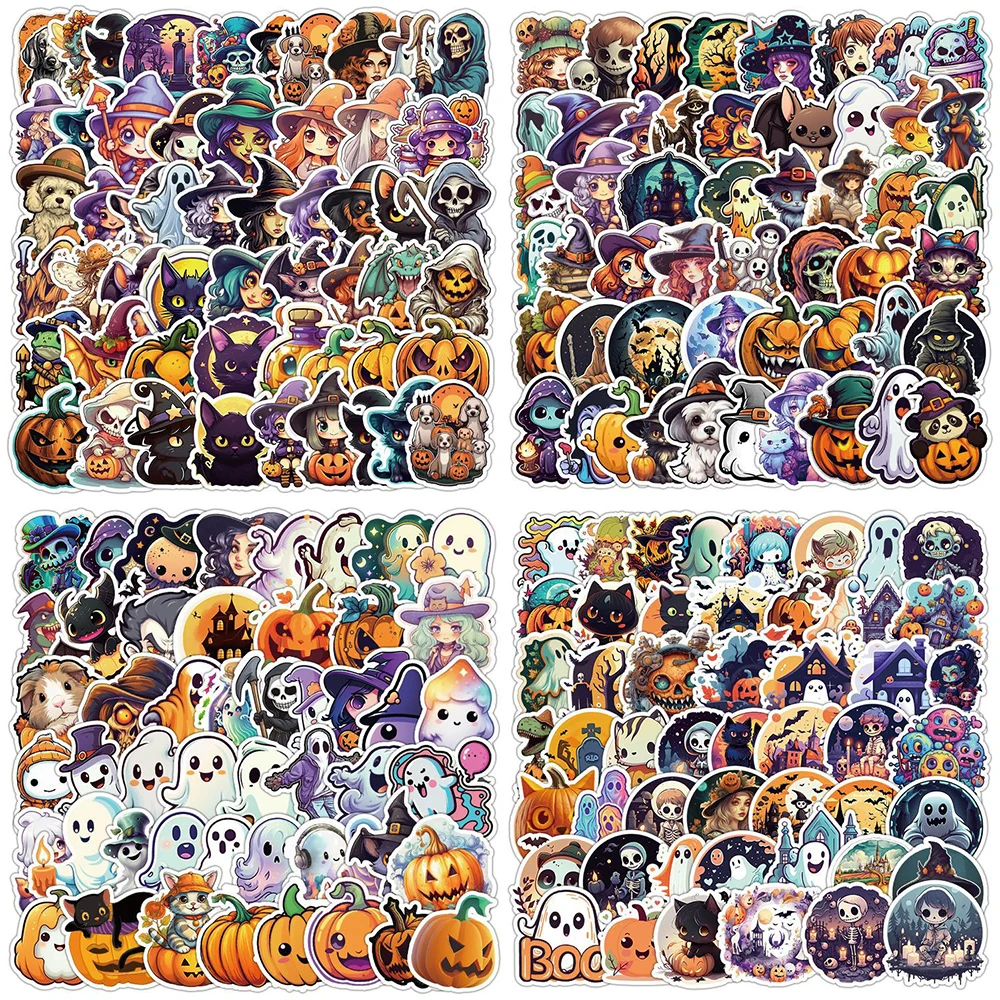 10/50/100/200pcs Cute Cartoon Horror Hallowmas Graffiti Stickers Decals Skateboard Laptop Phone Car Waterproof Sticker Kids Toys