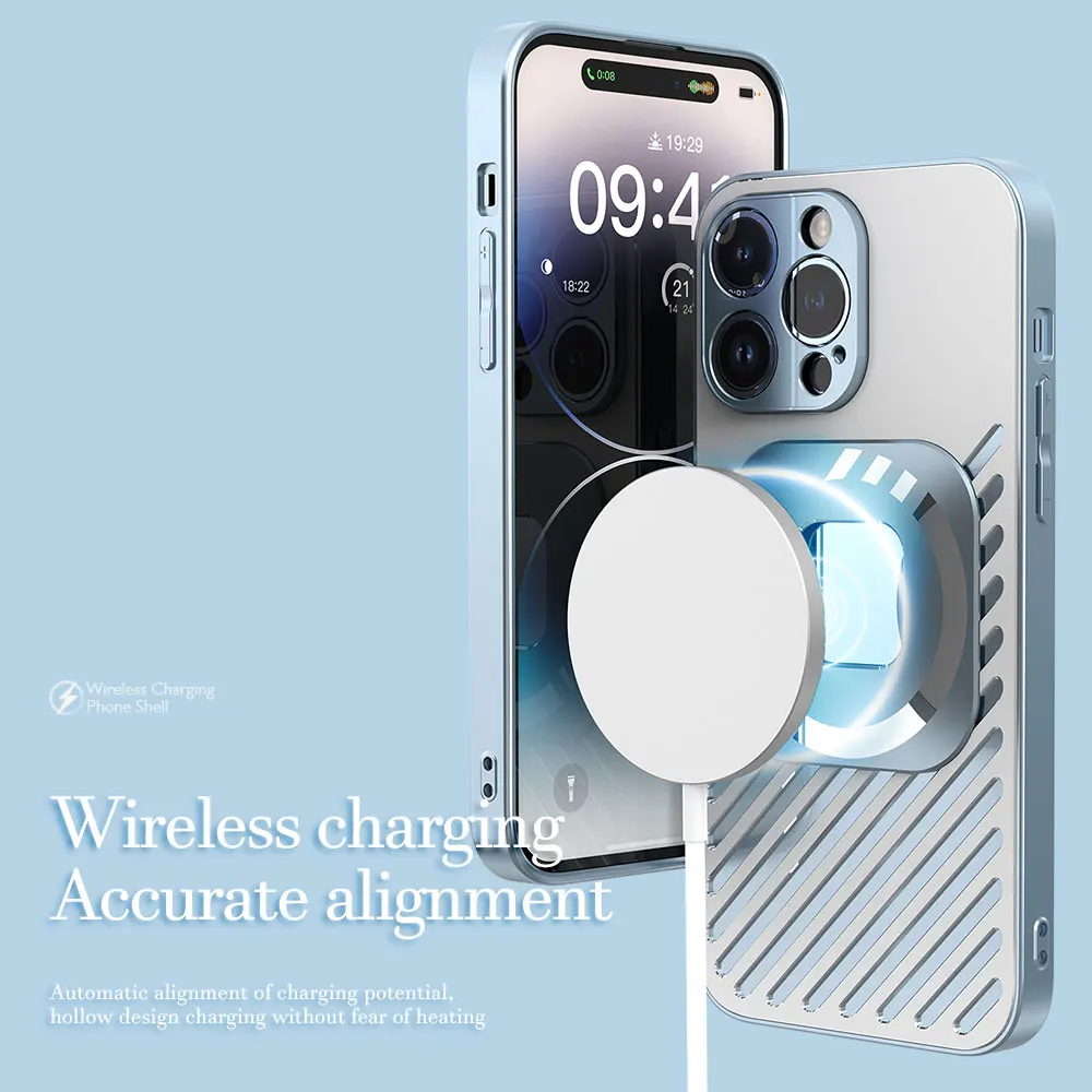 

Magnetic Adsorption Aluminum Back Board + Soft TPU Frame Case For iPhone 14 Pro Max 14 Plus Case Cover Phone Shell Skin Bag
