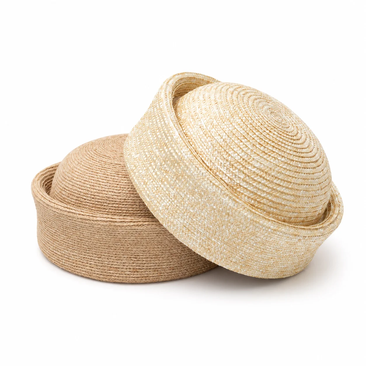 Dome Straw Hat Women Vintage Retro Pillbox Hat Summer Sun Protection Bowler Hat Ladies Straw Cap Travel Beach Sunshade