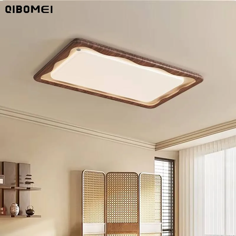 Plafonnier Led Simple rétro couleur noyer chambre salle à manger étude plafonnier moderne maison décoration intérieure lampe d'éclairage