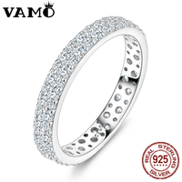 VAMO Classic Moissanite Rings S925 Silver Sparkling Full Diamond Wedding Engagement Ring Gift