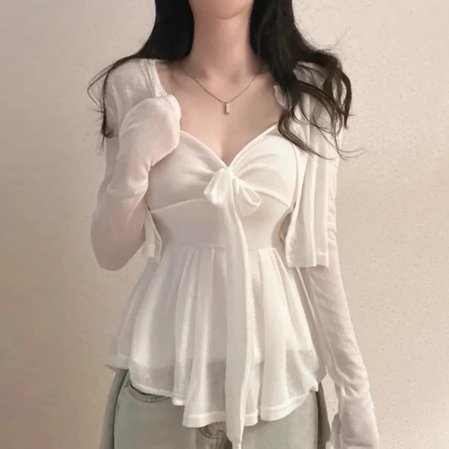 

Chic Autumn Pure Desire Sle Women's Long Sve off oulder Vest Top And Color awl Coat Faion Set