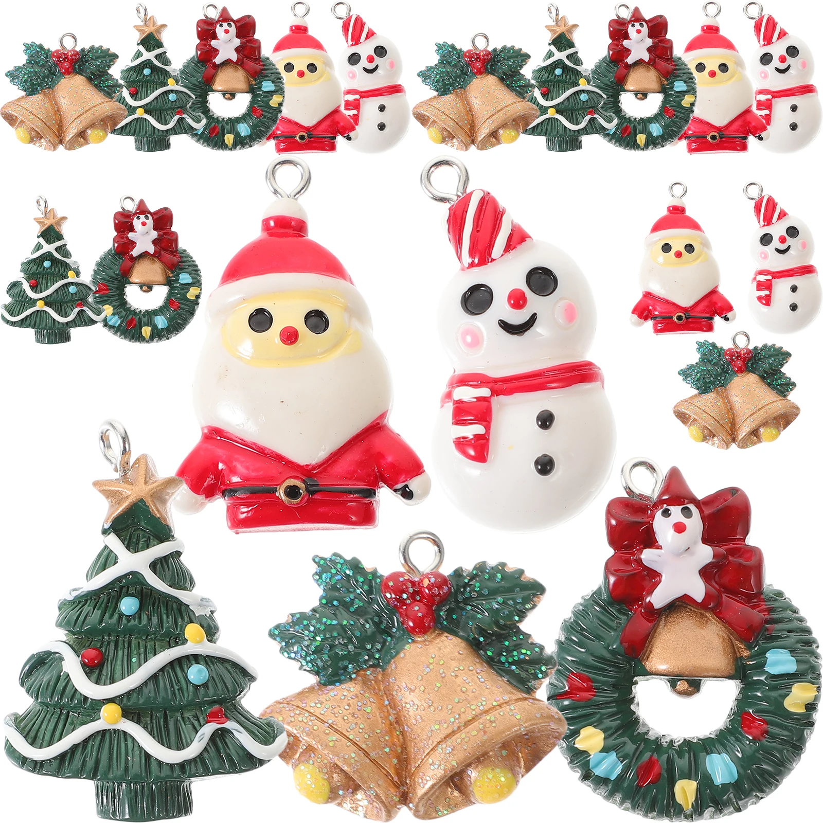 

20pcs Hanging Ornament Christmas Party Decoration Keychain Pendant Diy Accessories Snowman Santa Claus Tree Decor Xmas Pendants