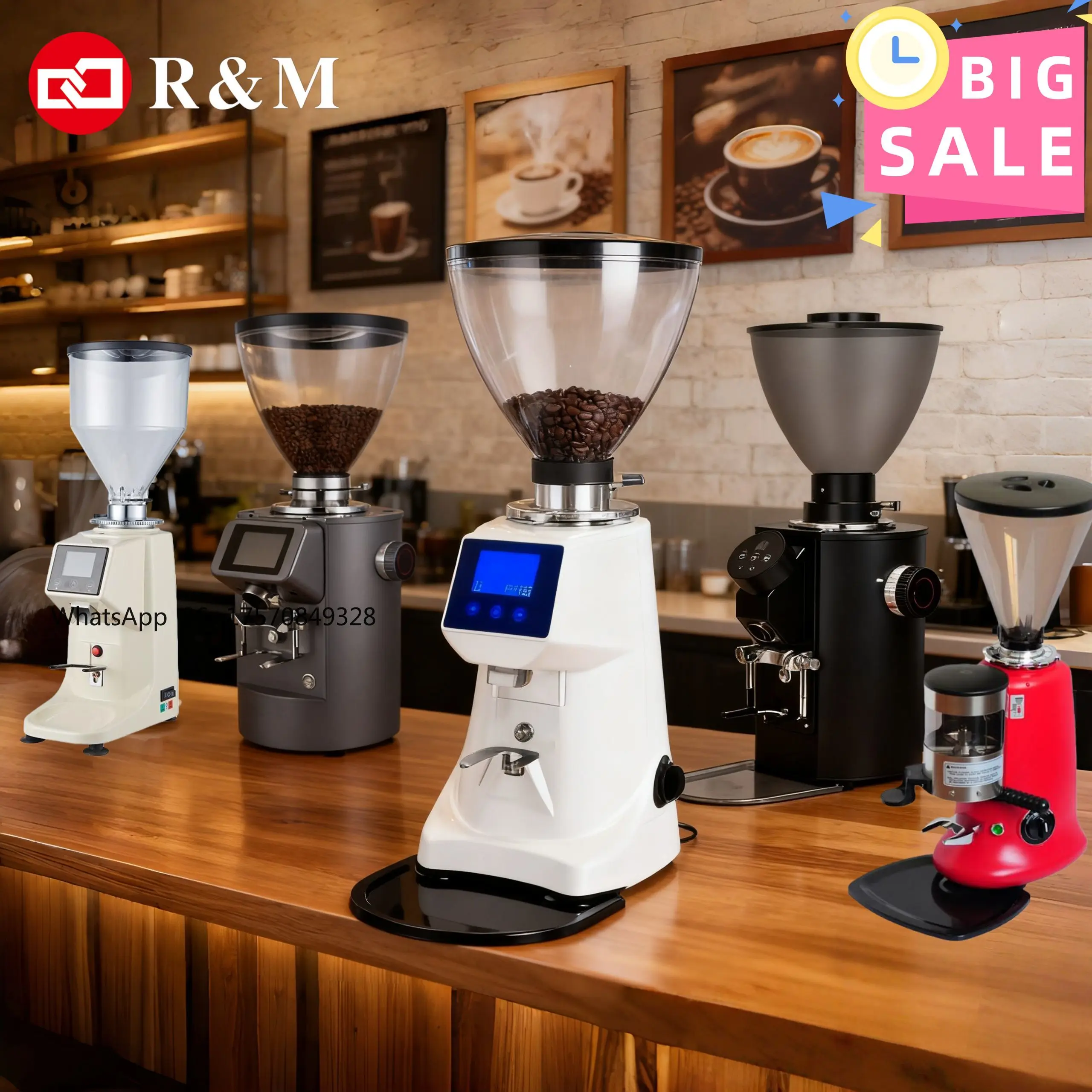 Molinos de Café Industriales Profesionales con Muelas Planas de 64 mm, Máquina para Moler Granos de Espresso, Molinillos de Café Eléctricos Comerciales