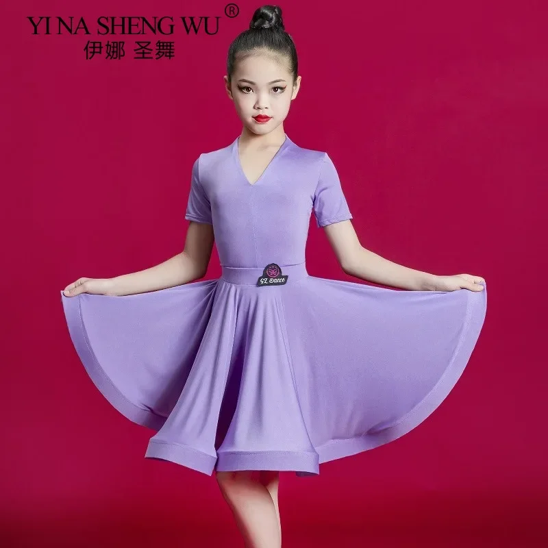 Abito da ballo latino per bambini Costume da competizione latino per ragazze di fascia alta Rumba Cha Cha Samba Abito da pratica Abito di fascia alta