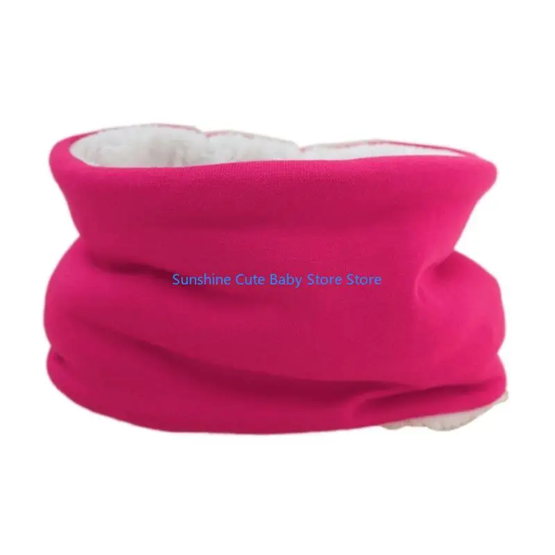 C5AF Autumn Winter Baby Scarf Solid Color Plush Scarves Neckerchief Children Thick Warm Neck Collar for Boys Girls