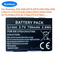 Battery For Siemens A31,A58,AX72,AX75,C65,C65v,C66, C70,C71,C72,C75,C81,CF62,CF62T,CF63,CF65,CF75,CFX65,CFX-65 CT66,CT75,CTX65