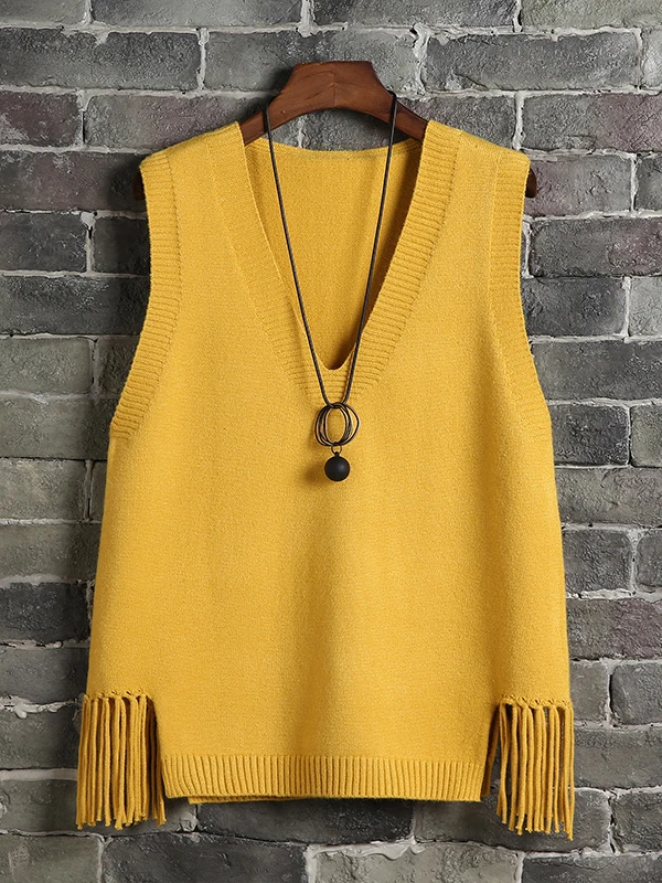 

Women's Knitted Sweater Vest Spring Autumn New Sle Svel Outerwear Jaet V-Ne Regular Length Thin Polyester Blend