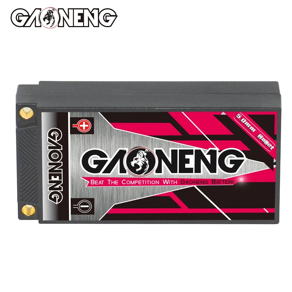 GAONENG GNB 6600mAh 2S 7.6V 150C See through Hardcase Shorty HV Battery Parck 5.0mm Bullet Plug for 1/10 RC Car Race Car Parts