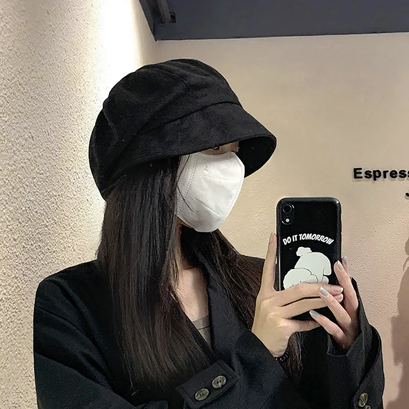 Retro Color Women Suede Beret Hat Autumn Winter Sloughy Fisherman Cap Fashion Girls JK Korean Octagonal Artist Painter Caps