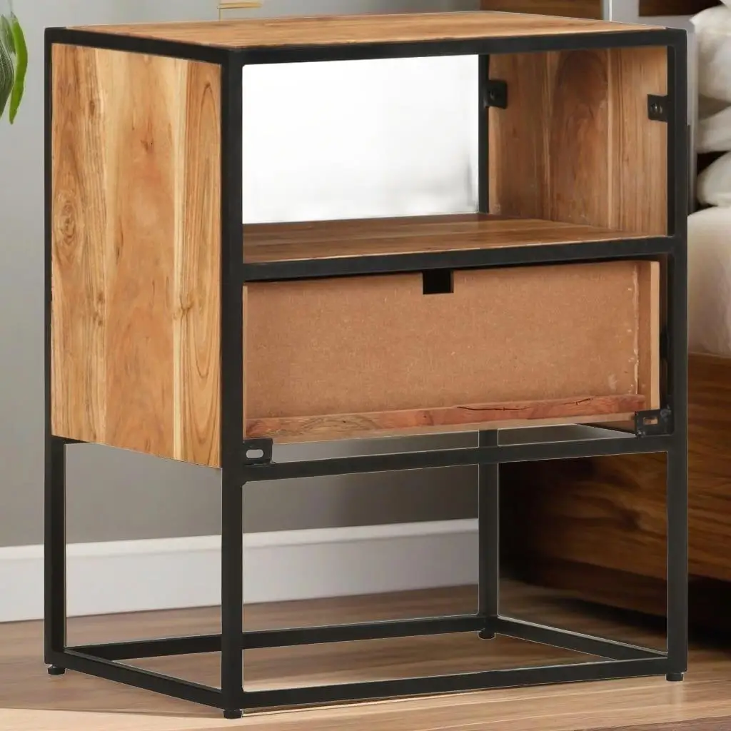 

15.7x11.8x19.7 Solid Acacia Wood Bedside Cabinet - Stylish & Durable Storage Solution