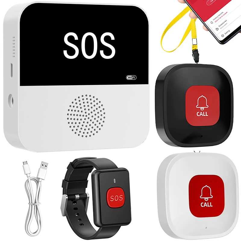 Wireless Emergency Call Button Tuya Seniors WIFI Caregiver Pager Elderly SOS Alarm Senior Elderly Emergency Alarm Buttons Set