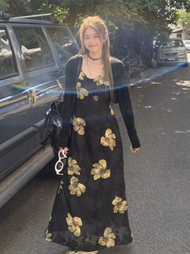 

plus Size Floral Print A-Line Dress Summer New Style Vacation Atmosphere Slimming Waist Cinched Strapless Long Dress