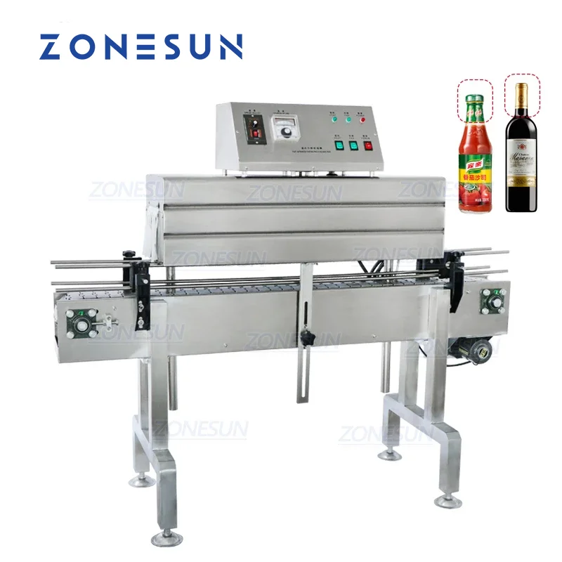 

ZONESUN Automatic Beverage Sauce Bottle Bottleneck Label PP PE Film Heat Shrink Packaging Machine For Production