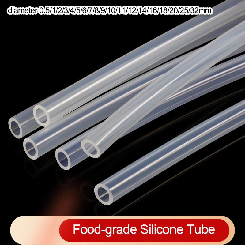 1~10m Food Grade Silicone Rubber Hose Transparent Diameter 0.5 1 2 4 5 6 7 8 9 10 11 12 14 16 18 20 32mm Flexible Silicone Tube