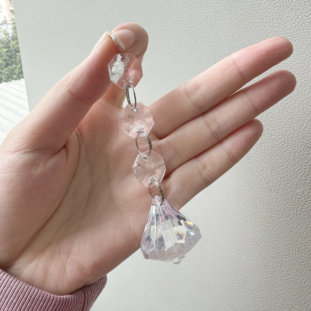10pcs Acrylic Crystal Beads Diamond Pendant Garland Chandelier Hanging Party Wedding Decoration Table Centerpieces Curtain DIY