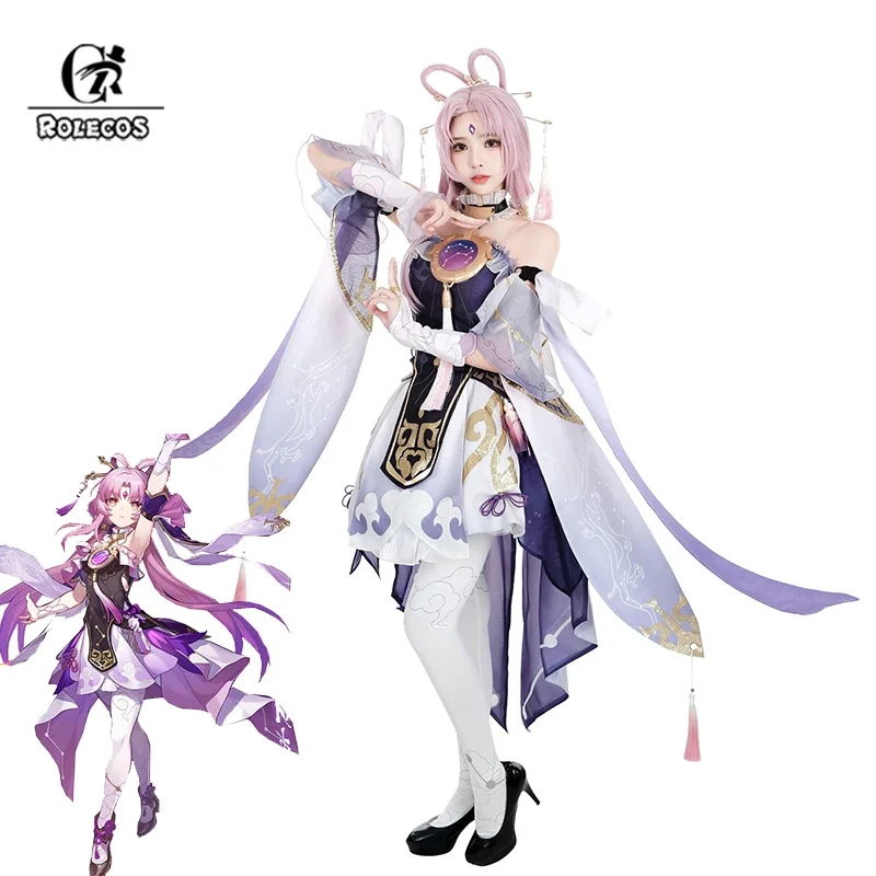 ROLECOS Fu Xuan Cosplay Costume Honkai Star Rail Divination Commission Fu Xuan Sexy Long Sleeve Dress Halloween Outfit