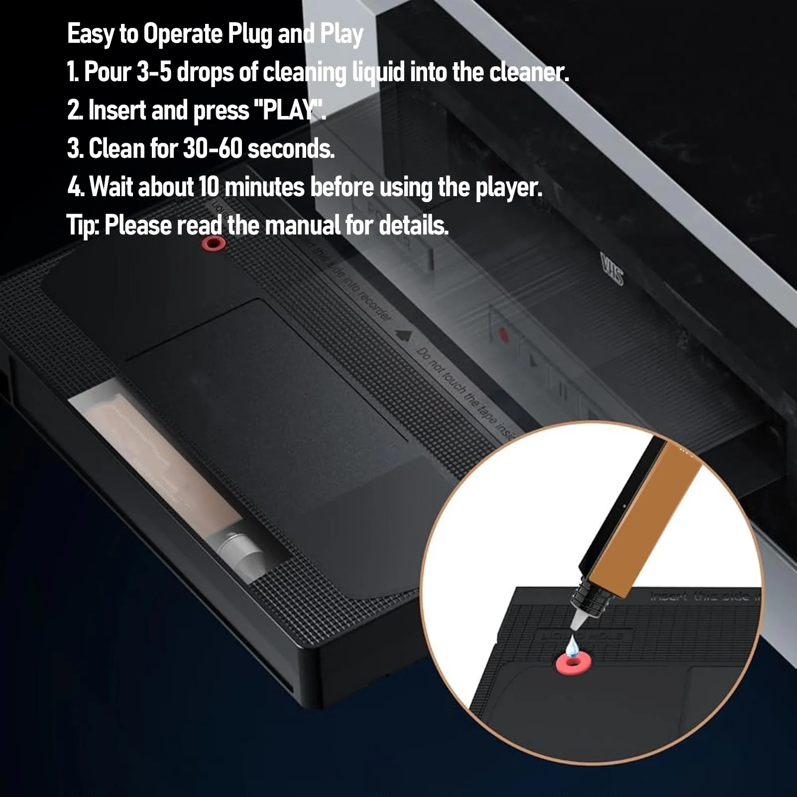 VCR Head Cleaner Full  Practical Reusable Effective Safe Cleaning VCR Player Head Cleaner for Slow Reading Speed