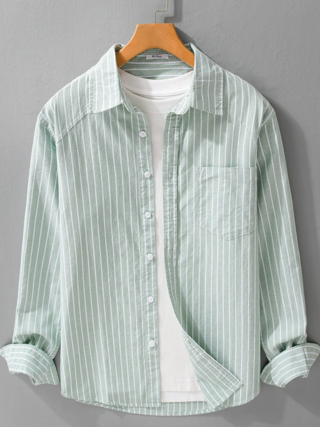 

Men's Casual Cotton Oxford Cloth Long Sleeve Shirt Washed Pure Cotton Loose Fit Striped Shirt Autumn New Style Versatile Casu...