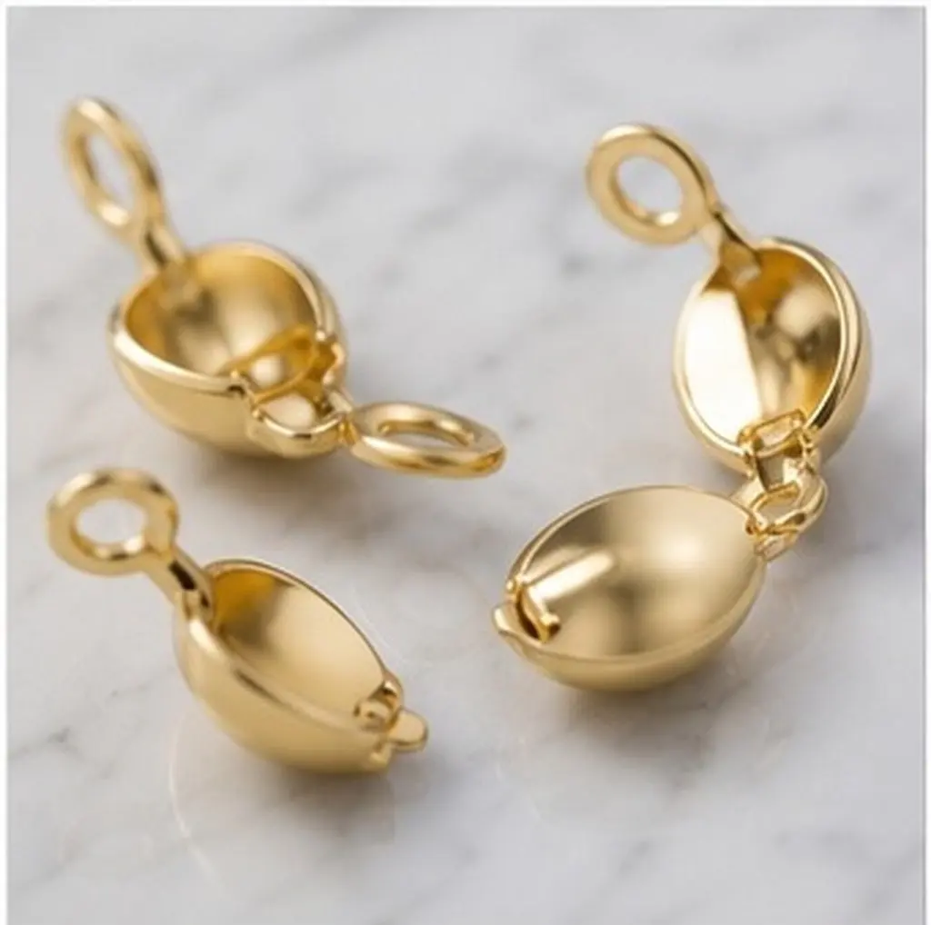 600Pcs Necklace End Caps Clamshell Crimp Fold-Over Bead Tips Metal Knot Covers for DIY Jewelry Making Supplies Bracelet Extender