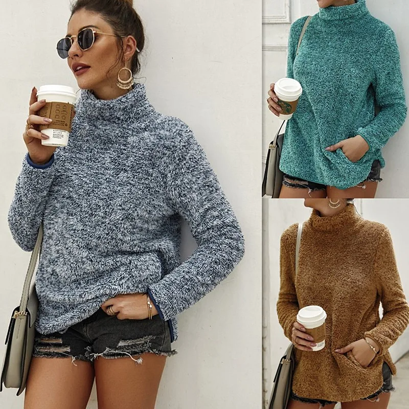 

2026 new stock fashionable commuting high neck knitted sweater sweatshirt top