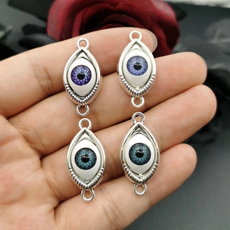 5pcs Charms 2colors Devil Eye 30x15mm Antique Silver Color Pendants Making DIY Handmade Tibetan Finding Jewelry Accessories