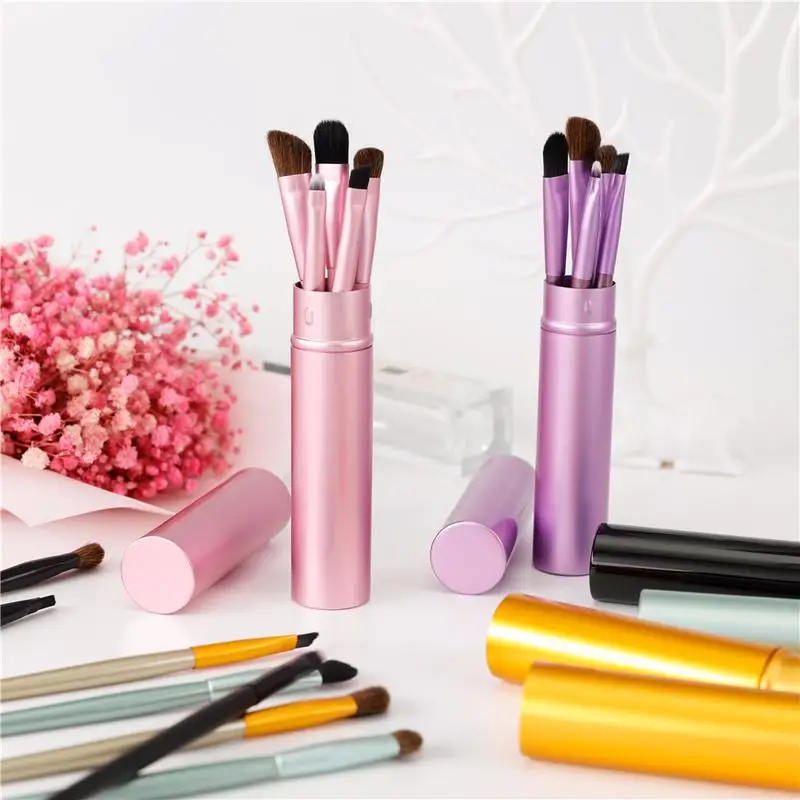 5pcs Travel Portable Mini Eye Makeup Brushes Set Reals Eyeshadow Eyeliner Eyebrow Brush Kit