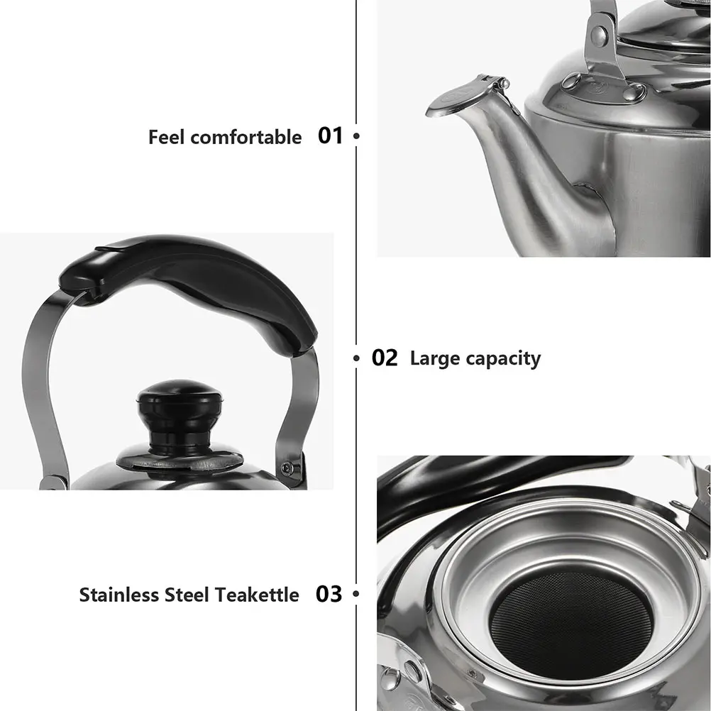 

Stainless Steel Kettle Tea Pots Silver Whistling Water Pitcher Material Suitable Green Black Herbal Tea Induction Gas