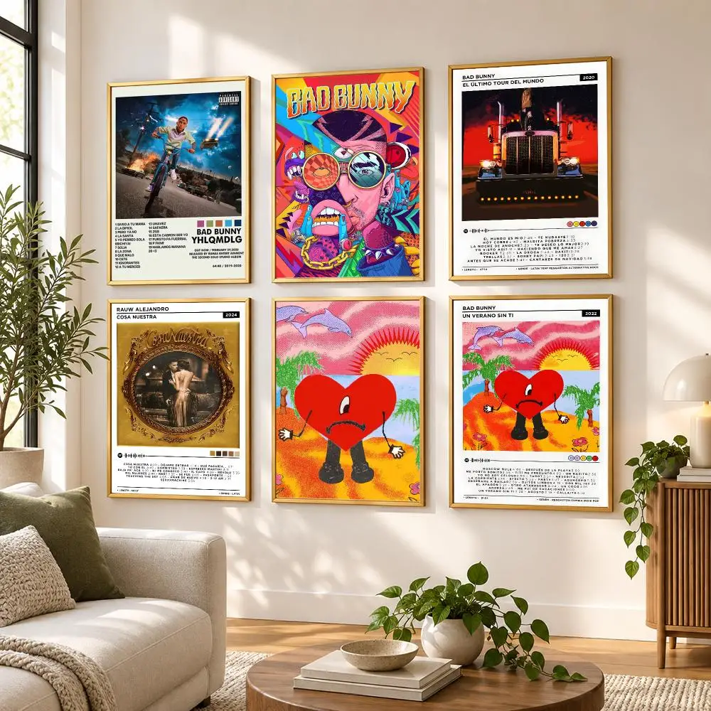 Puerto Rican rapper B-Bad Bunny Poster HD art sticky wall waterproof home living room bedroom bar aesthetic decoration