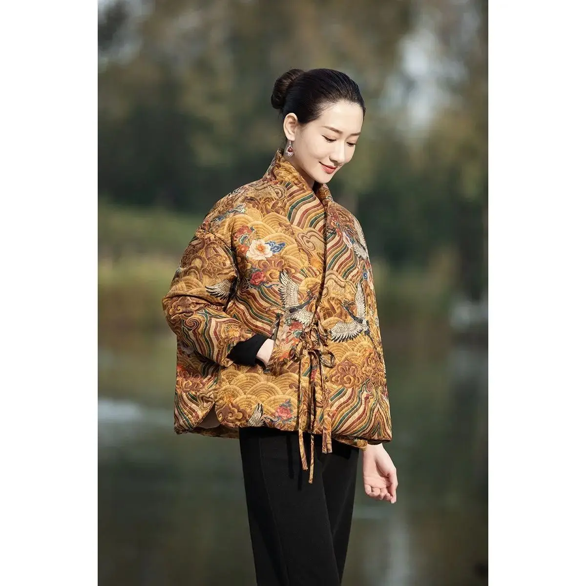 2024 chinese style vintage tangsuit coat autumn winter hanfu top women elegant women chinese vintage padded coat a779