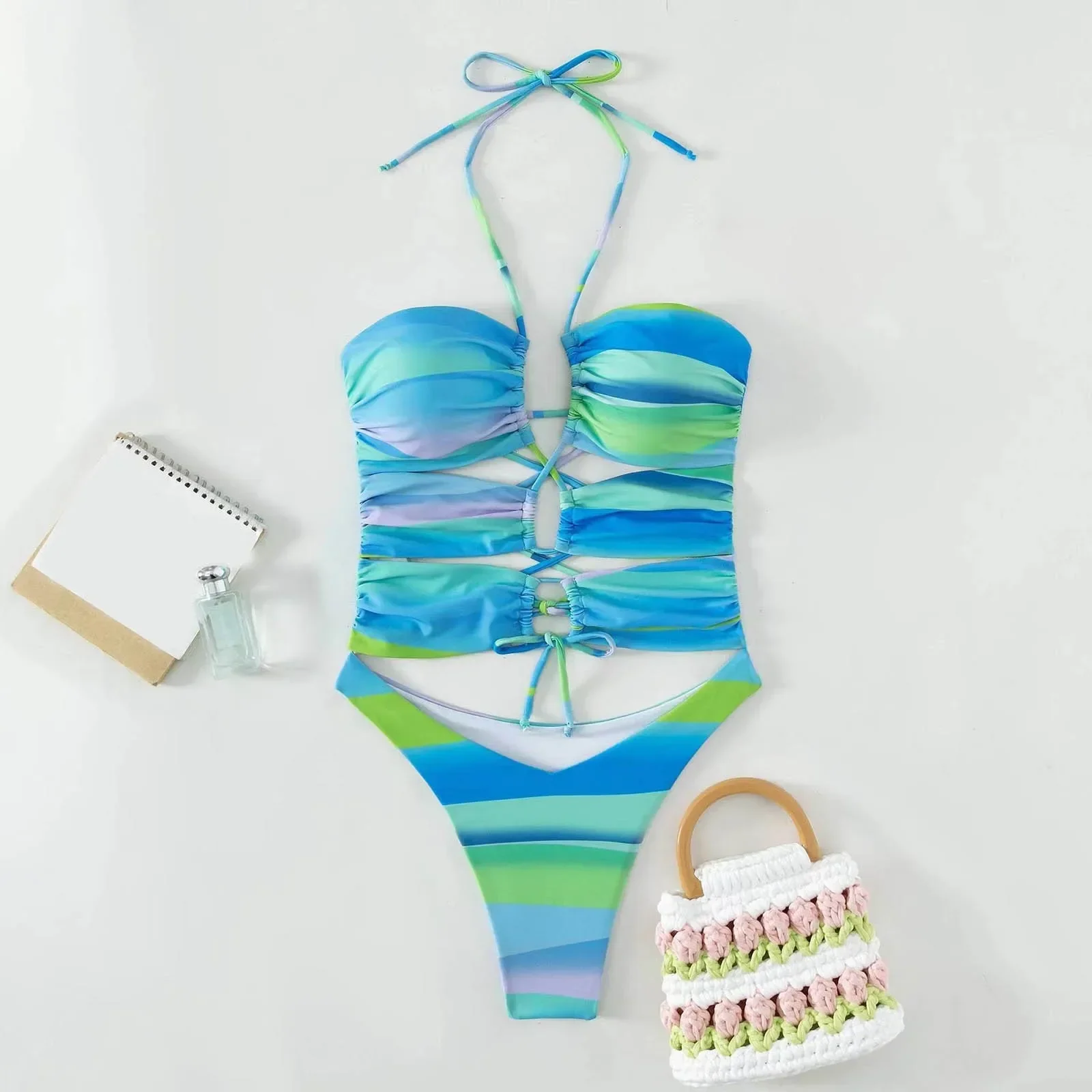 Abiti da spiaggia per le donne Costumi da bagno Costumi da bagno Costumi da bagno Abito da spiaggia Glutei pesca Triangolo Bikini Set Trajes De BañO Mujer
